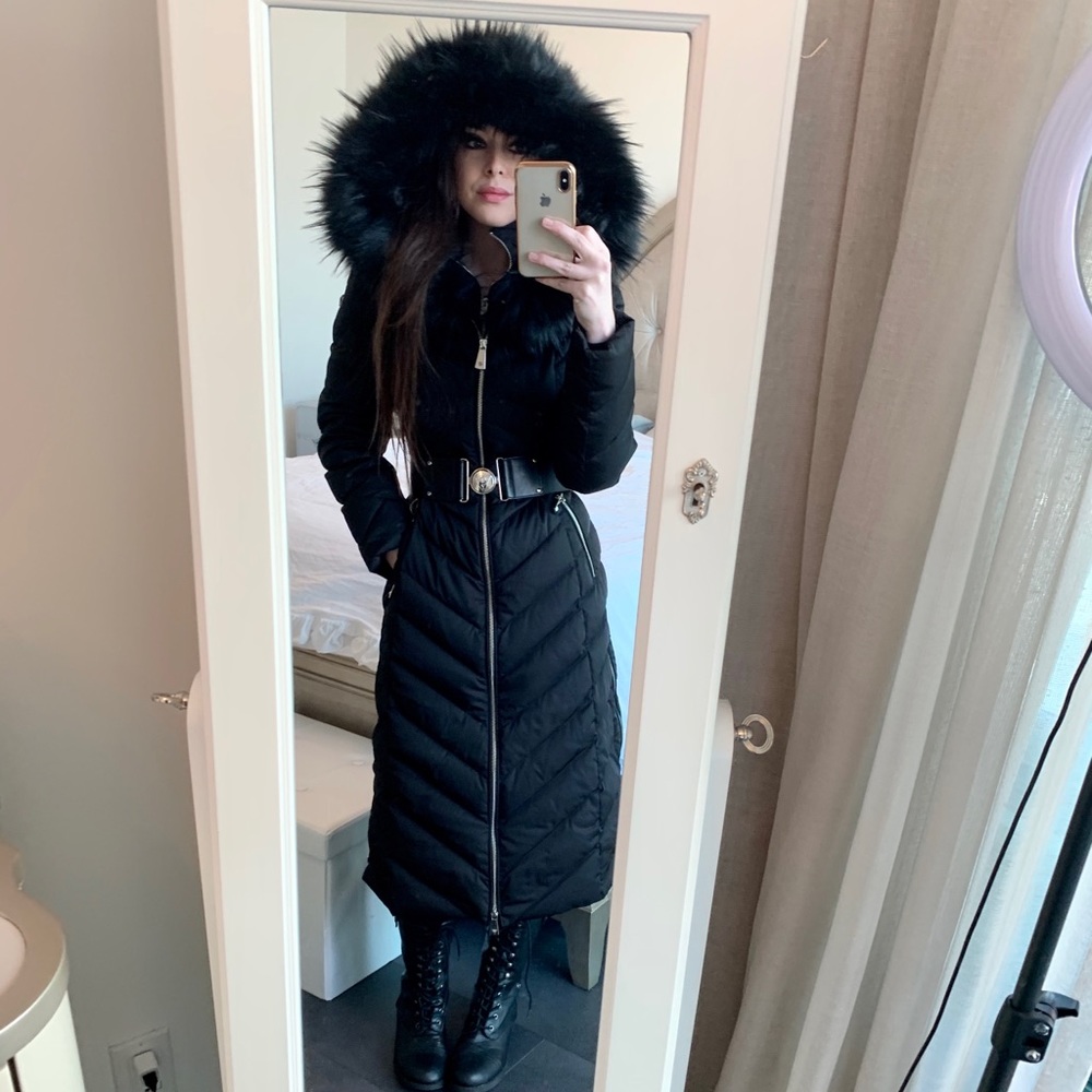 Guess Sofia Belted Longline Coat Jet Black - Picture 11 of 14